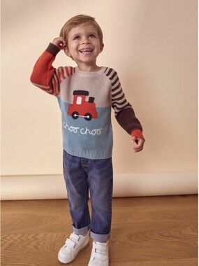 Next Mint Green Cotton Knit Sweater - Kids size 5/6